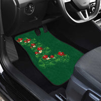 Hawaiian Taro Leaves-Hibiscus and Plumeria Car Mats Polynesian Art-Kakau Tattoo Green
