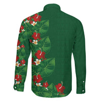 Hawaiian Taro Leaves-Hibiscus and Plumeria Family Matching Mermaid Dress and Hawaiian Shirt Polynesian Art-Kakau Tattoo Green LT03 - Polynesian Pride