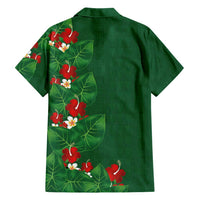Hawaiian Taro Leaves-Hibiscus and Plumeria Family Matching Short Sleeve Bodycon Dress and Hawaiian Shirt Polynesian Art-Kakau Tattoo Green LT03 - Polynesian Pride