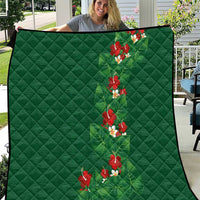 Hawaiian Taro Leaves-Hibiscus and Plumeria Quilt Polynesian Art-Kakau Tattoo Green