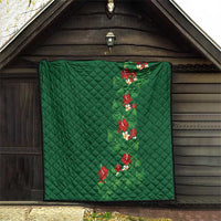 Hawaiian Taro Leaves-Hibiscus and Plumeria Quilt Polynesian Art-Kakau Tattoo Green