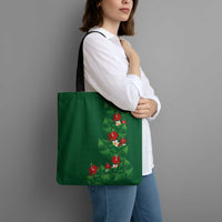 Hawaiian Taro Leaves-Hibiscus and Plumeria Tote Bag Polynesian Art-Kakau Tattoo Green