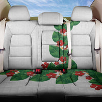 Hawaiian Taro Leaves-Hibiscus and Plumeria Back Car Seat Cover Polynesian Art-Kakau Tattoo White