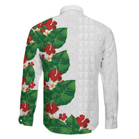 Hawaiian Taro Leaves-Hibiscus and Plumeria Family Matching Summer Maxi Dress and Hawaiian Shirt Polynesian Art-Kakau Tattoo White LT03 - Polynesian Pride