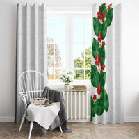 Hawaiian Taro Leaves-Hibiscus and Plumeria Window Curtain Polynesian Art-Kakau Tattoo White
