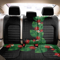 Hawaiian Taro Leaves-Hibiscus and Plumeria Back Car Seat Cover Polynesian Art-Kakau Tattoo Black