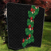 Hawaiian Taro Leaves-Hibiscus and Plumeria Quilt Polynesian Art-Kakau Tattoo Black
