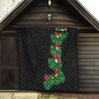 Hawaiian Taro Leaves-Hibiscus and Plumeria Quilt Polynesian Art-Kakau Tattoo Black