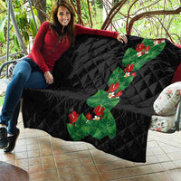 Hawaiian Taro Leaves-Hibiscus and Plumeria Quilt Polynesian Art-Kakau Tattoo Black
