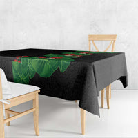 Hawaiian Taro Leaves-Hibiscus and Plumeria Tablecloth Polynesian Art-Kakau Tattoo Black