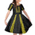 Philippines Polynesian Jasmine Pattern Family Matching Off The Shoulder Long Sleeve Dress and Hawaiian Shirt With Barong Tagalog Black Style