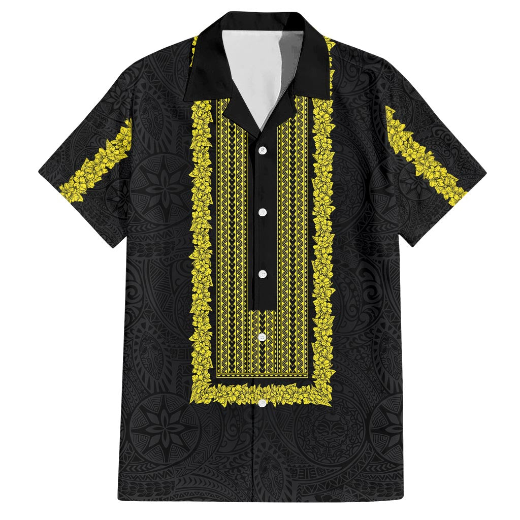 Philippines Polynesian Jasmine Pattern Hawaiian Shirt With Barong Tagalog Black Style LT03 Black - Polynesian Pride