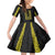 Philippines Polynesian Jasmine Pattern Kid Short Sleeve Dress With Barong Tagalog Black Style