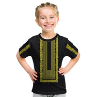 Philippines Polynesian Jasmine Pattern Kid T Shirt With Barong Tagalog Black Style