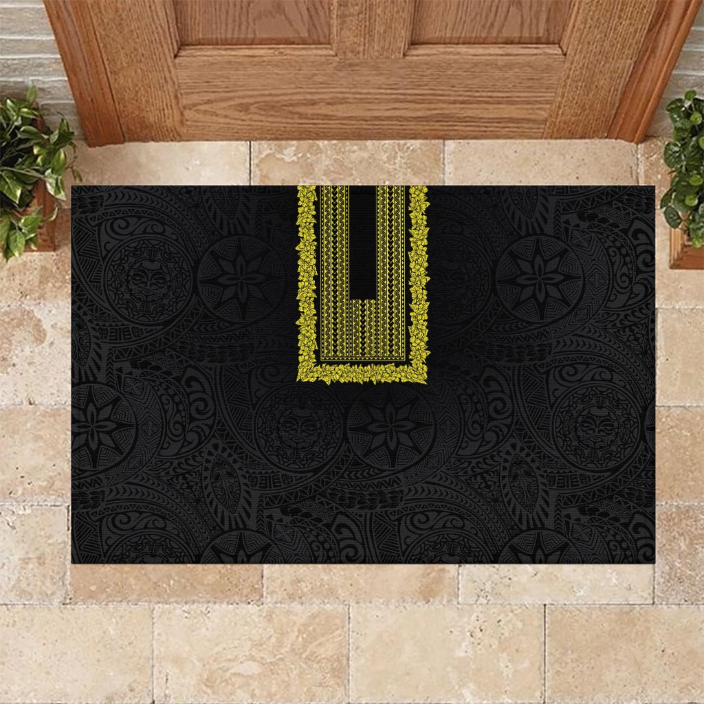 Philippines Polynesian Jasmine Pattern Rubber Doormat With Barong Tagalog Black Style