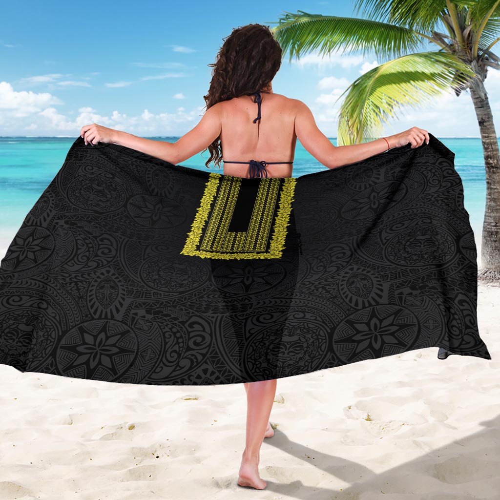 Philippines Polynesian Jasmine Pattern Sarong With Barong Tagalog Black Style