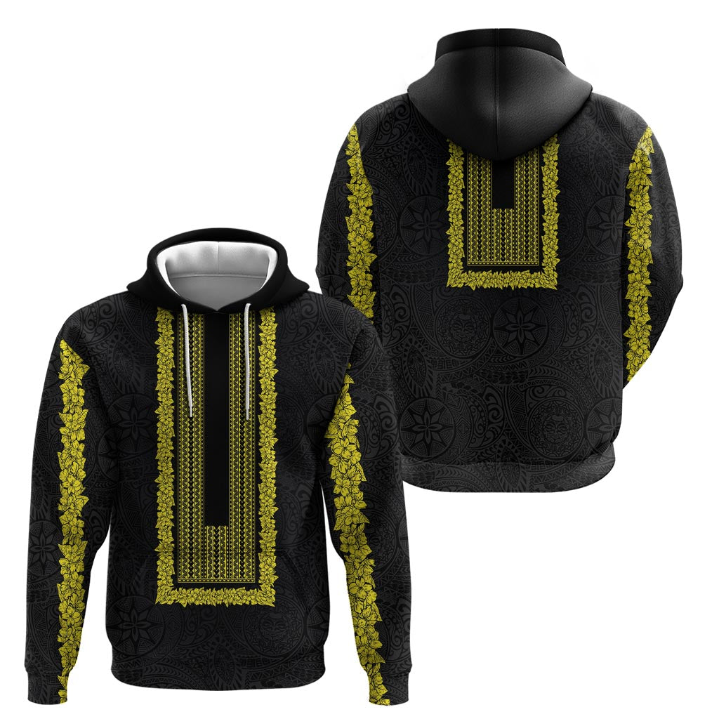 Philippines Polynesian Jasmine Pattern Zip Hoodie With Barong Tagalog Black Style