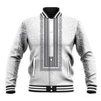 Philippines Polynesian Jasmine Pattern Baseball Jacket With Barong Tagalog White Style