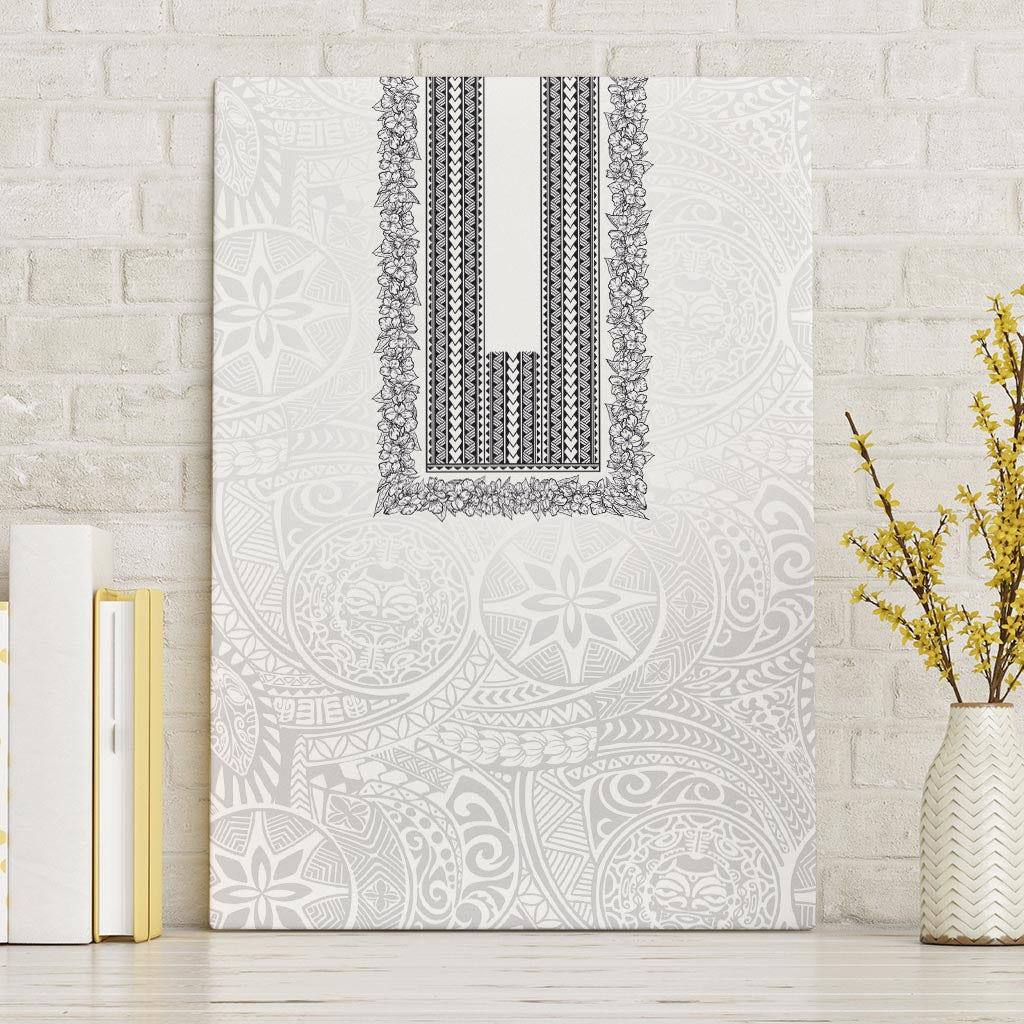Philippines Polynesian Jasmine Pattern Canvas Wall Art With Barong Tagalog White Style LT03 Without Frame White - Polynesian Pride