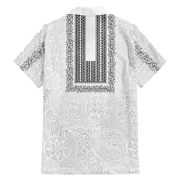 Philippines Polynesian Jasmine Pattern Family Matching Puletasi and Hawaiian Shirt With Barong Tagalog White Style