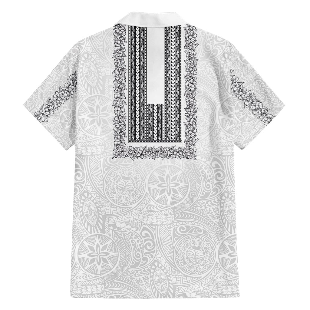 Philippines Polynesian Jasmine Pattern Family Matching Tank Maxi Dress and Hawaiian Shirt With Barong Tagalog White Style