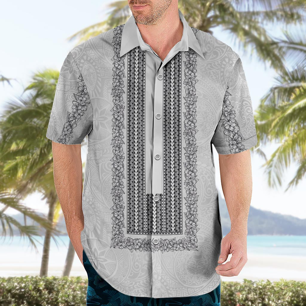 Philippines Polynesian Jasmine Pattern Hawaiian Shirt With Barong Tagalog White Style