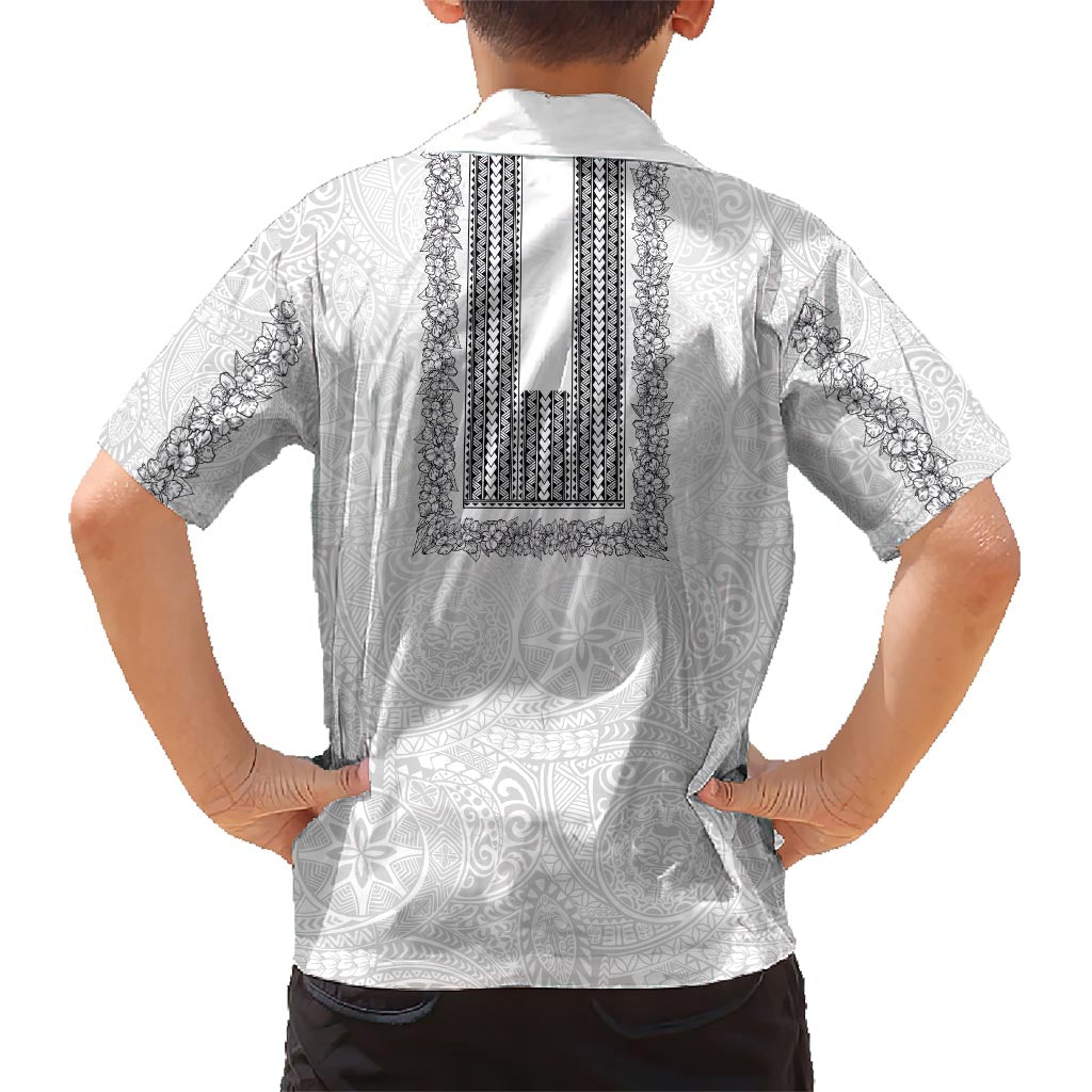 Philippines Polynesian Jasmine Pattern Hawaiian Shirt With Barong Tagalog White Style