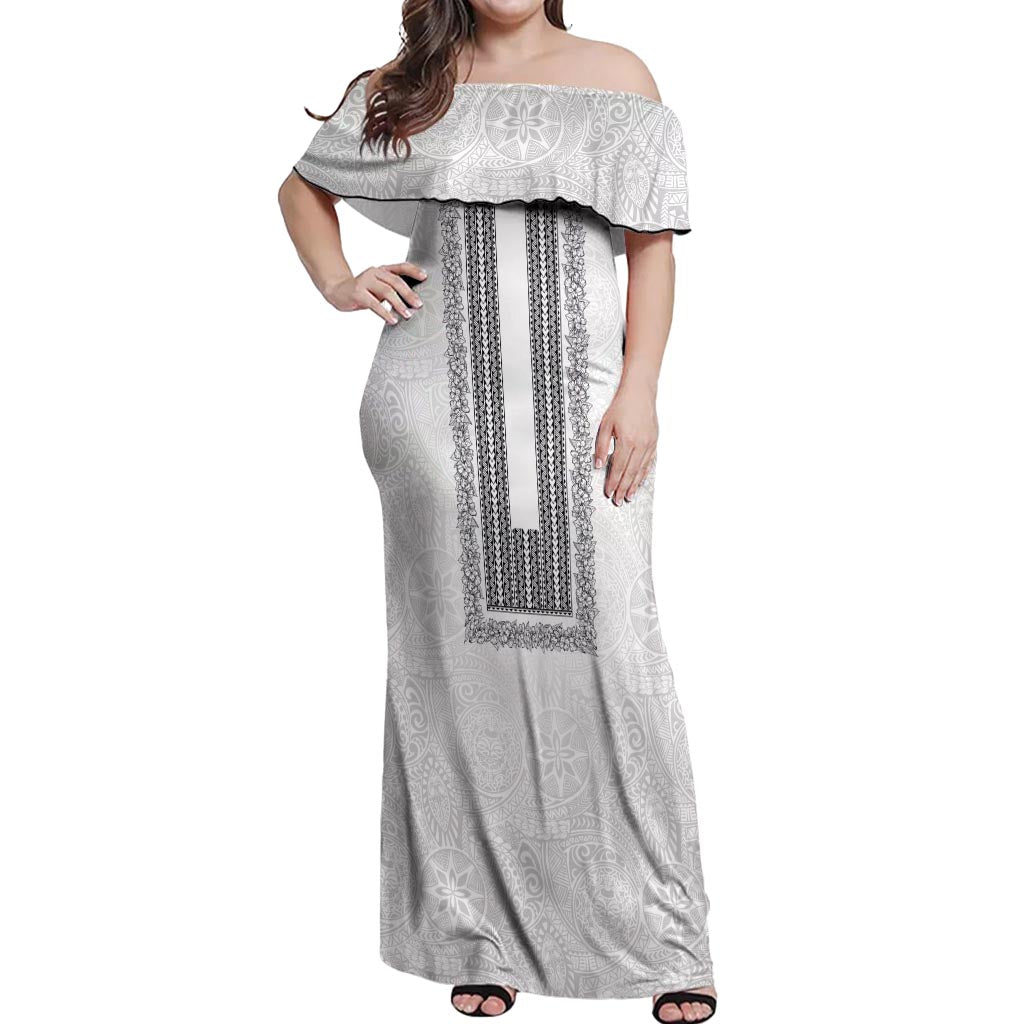 Philippines Polynesian Jasmine Pattern Off Shoulder Maxi Dress With Ba