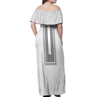 Philippines Polynesian Jasmine Pattern Off Shoulder Maxi Dress With Barong Tagalog White Style