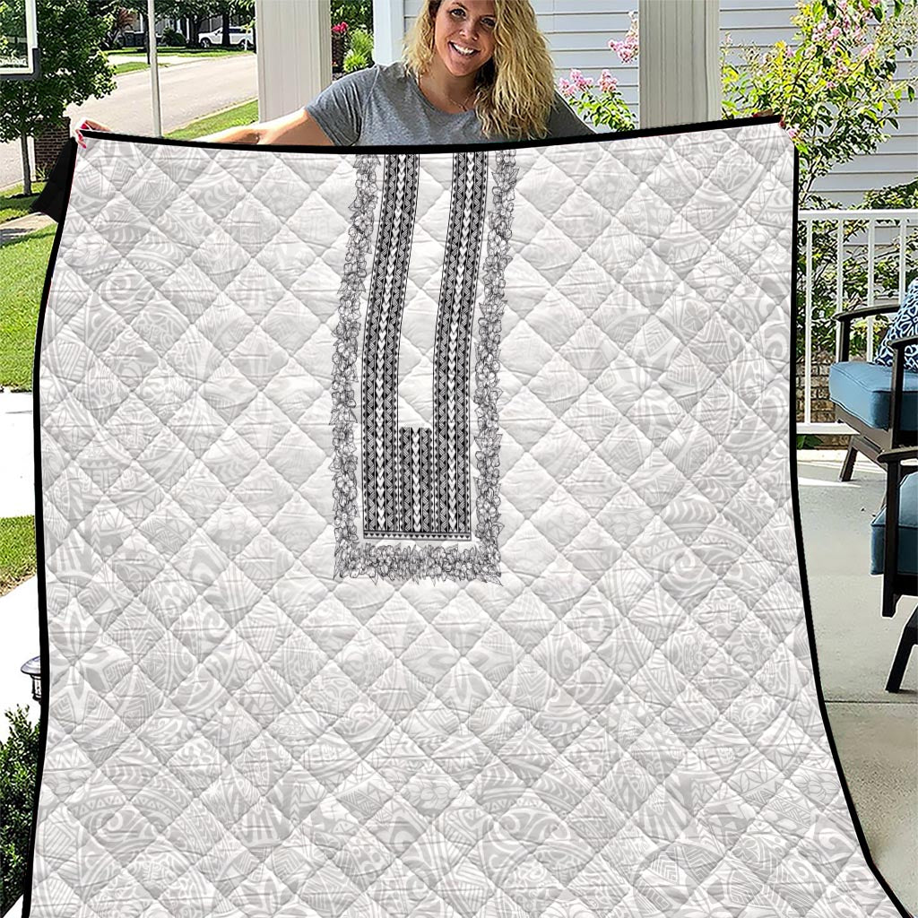 Philippines Polynesian Jasmine Pattern Quilt With Barong Tagalog White Style LT03 White - Polynesian Pride