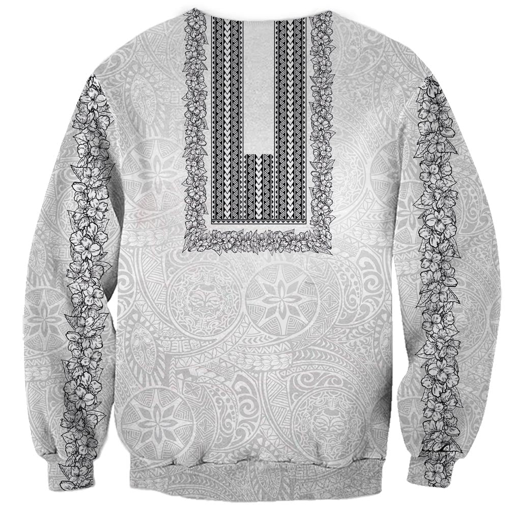 Philippines Polynesian Jasmine Pattern Sweatshirt With Barong Tagalog White Style