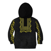 Philippines Polynesian Floral Pattern Kid Hoodie With Barong Tagalog Black Style