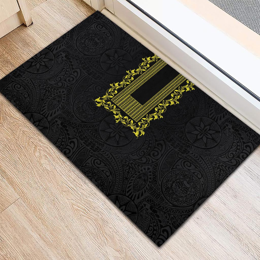 Philippines Polynesian Floral Pattern Rubber Doormat With Barong Tagalog Black Style
