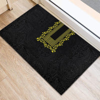 Philippines Polynesian Floral Pattern Rubber Doormat With Barong Tagalog Black Style