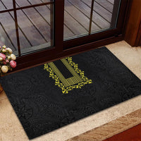 Philippines Polynesian Floral Pattern Rubber Doormat With Barong Tagalog Black Style