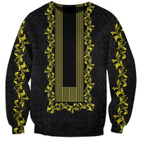 Philippines Polynesian Floral Pattern Sweatshirt With Barong Tagalog Black Style