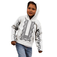Philippines Polynesian Floral Pattern Kid Hoodie With Barong Tagalog White Style
