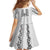 Philippines Polynesian Floral Pattern Kid Short Sleeve Dress With Barong Tagalog White Style