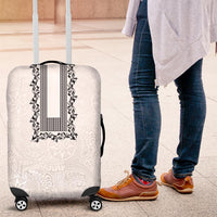 Philippines Polynesian Floral Pattern Luggage Cover With Barong Tagalog White Style LT03 White - Polynesian Pride
