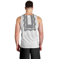 Philippines Polynesian Floral Pattern Men Tank Top With Barong Tagalog White Style