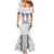 Philippines Polynesian Floral Pattern Mermaid Dress With Barong Tagalog White Style