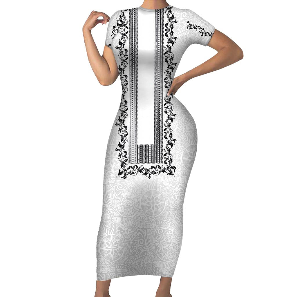 bodycon dress ph Philippines Polynesian Jasmine Pattern Long Sleeve Bodycon Dress With