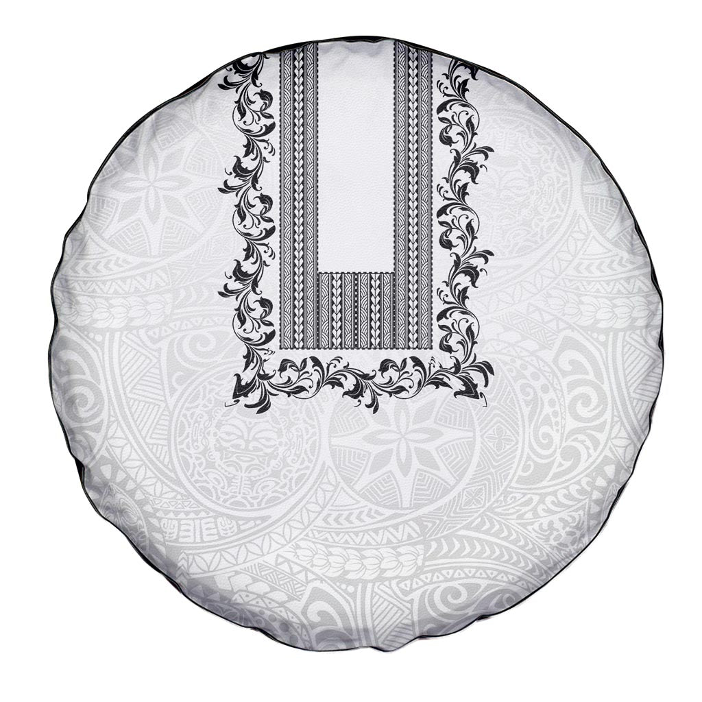 Philippines Polynesian Floral Pattern Spare Tire Cover With Barong Tagalog White Style