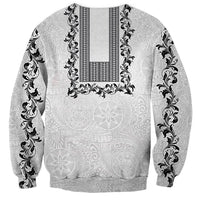 Philippines Polynesian Floral Pattern Sweatshirt With Barong Tagalog White Style