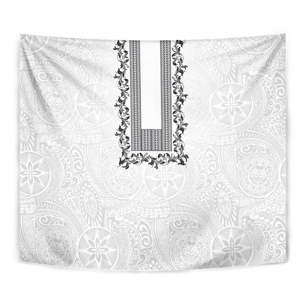 Philippines Polynesian Floral Pattern Tapestry With Barong Tagalog White Style