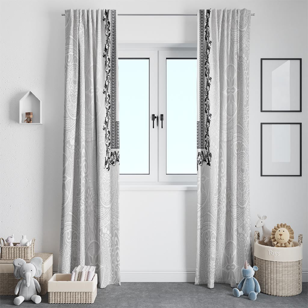 Philippines Polynesian Floral Pattern Window Curtain With Barong Tagalog White Style