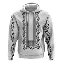 Philippines Polynesian Floral Pattern Zip Hoodie With Barong Tagalog White Style LT03 Pullover Hoodie White - Polynesian Pride