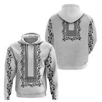 Philippines Polynesian Floral Pattern Zip Hoodie With Barong Tagalog White Style LT03 - Polynesian Pride