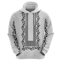Philippines Polynesian Floral Pattern Zip Hoodie With Barong Tagalog White Style LT03 - Polynesian Pride