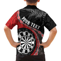 Personalised New Zealand Darts Family Matching Tank Maxi Dress and Hawaiian Shirt Koru Tribal Tattoo and Silver Fern Maori Pattern Red Color LT03 - Polynesian Pride